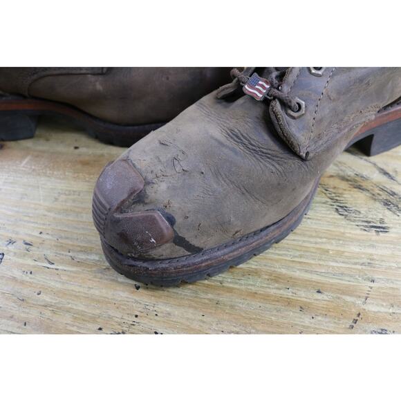 Vintage Chippewa Boots Mens 11E Brown Leather Vibram Steel Toe Work Logger 20091 main image 11